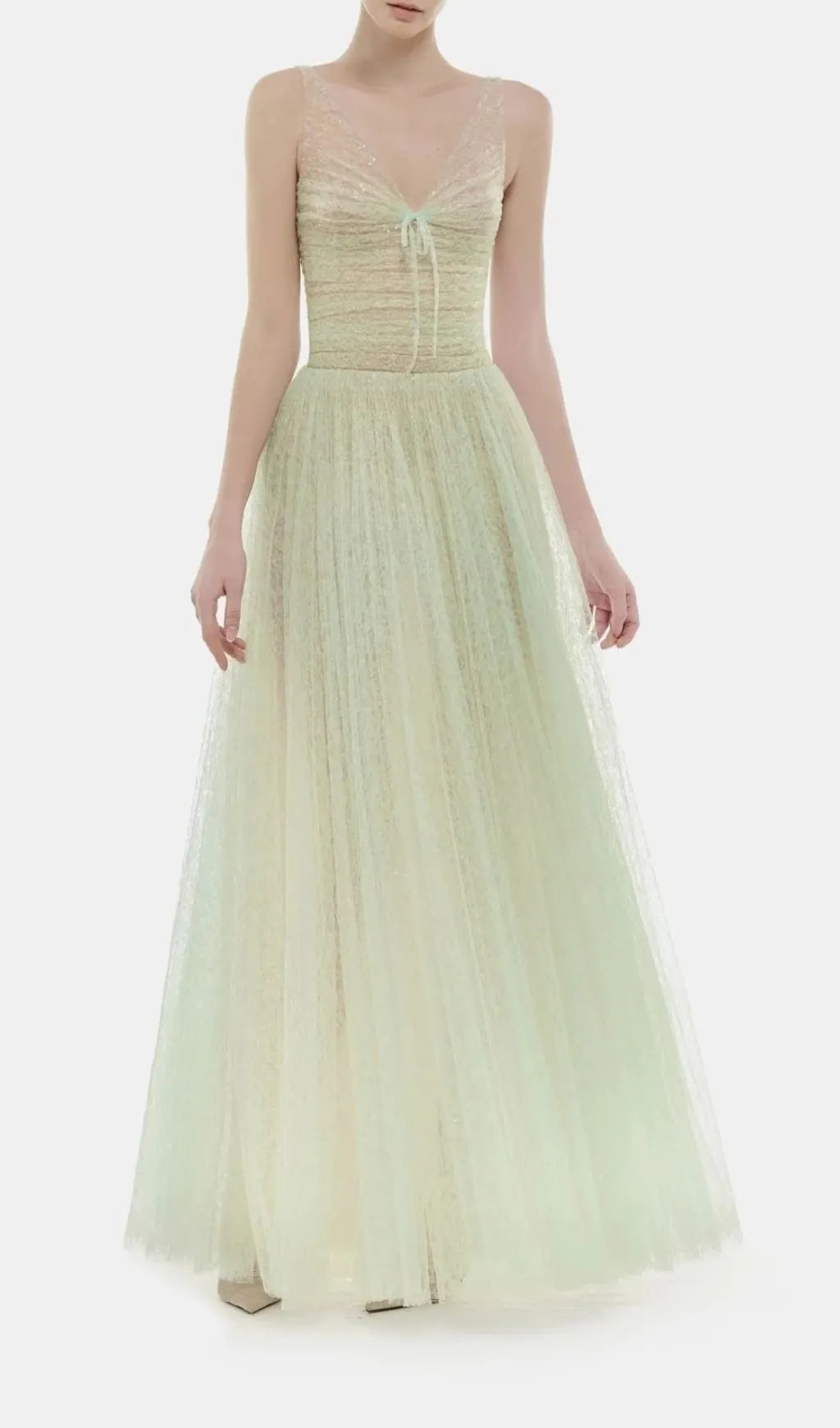 Josie Green V-Neck Mesh Maxi Dress Flowering Girl