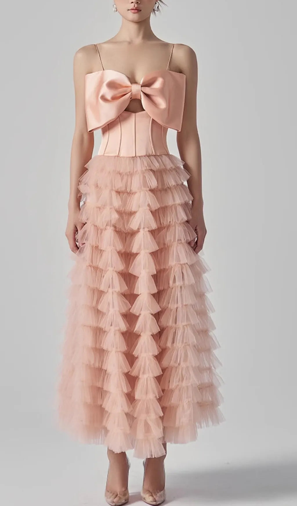Doba Bow Mesh Maxi Dress Flowering Girl