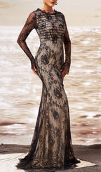 Chakra Black Lace Flower Maxi Dress Flowering Girl