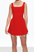 Lorraine Sleeveless Mini Dress In Red Flowering Girl