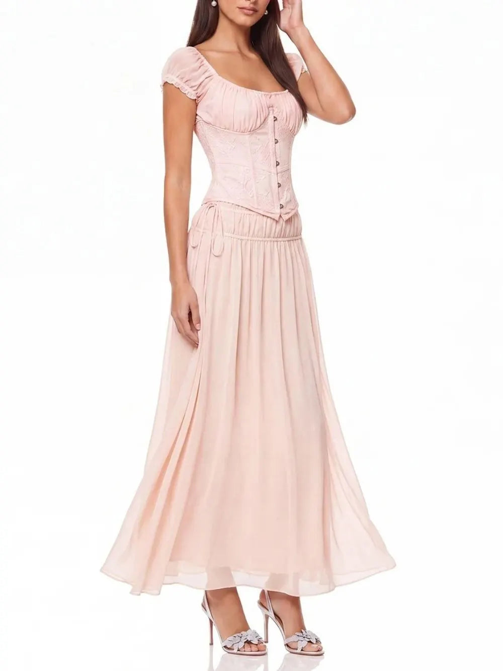 Aida Off Shoulder Ruched Skirt Set Flowering Girl