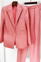 Ally Crystal Pinstripe Blazer Set in Pink Flowering Girl