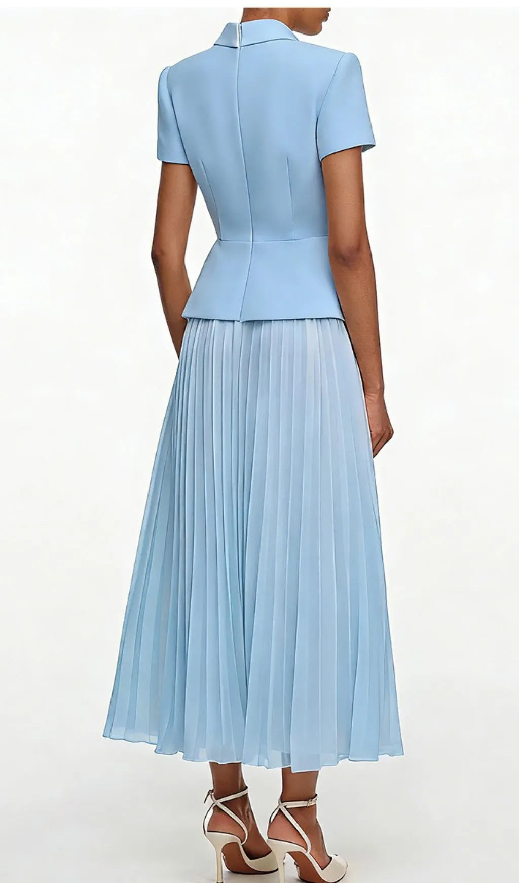 Keili Blue Pleated Two-Piece Set Flowering Girl