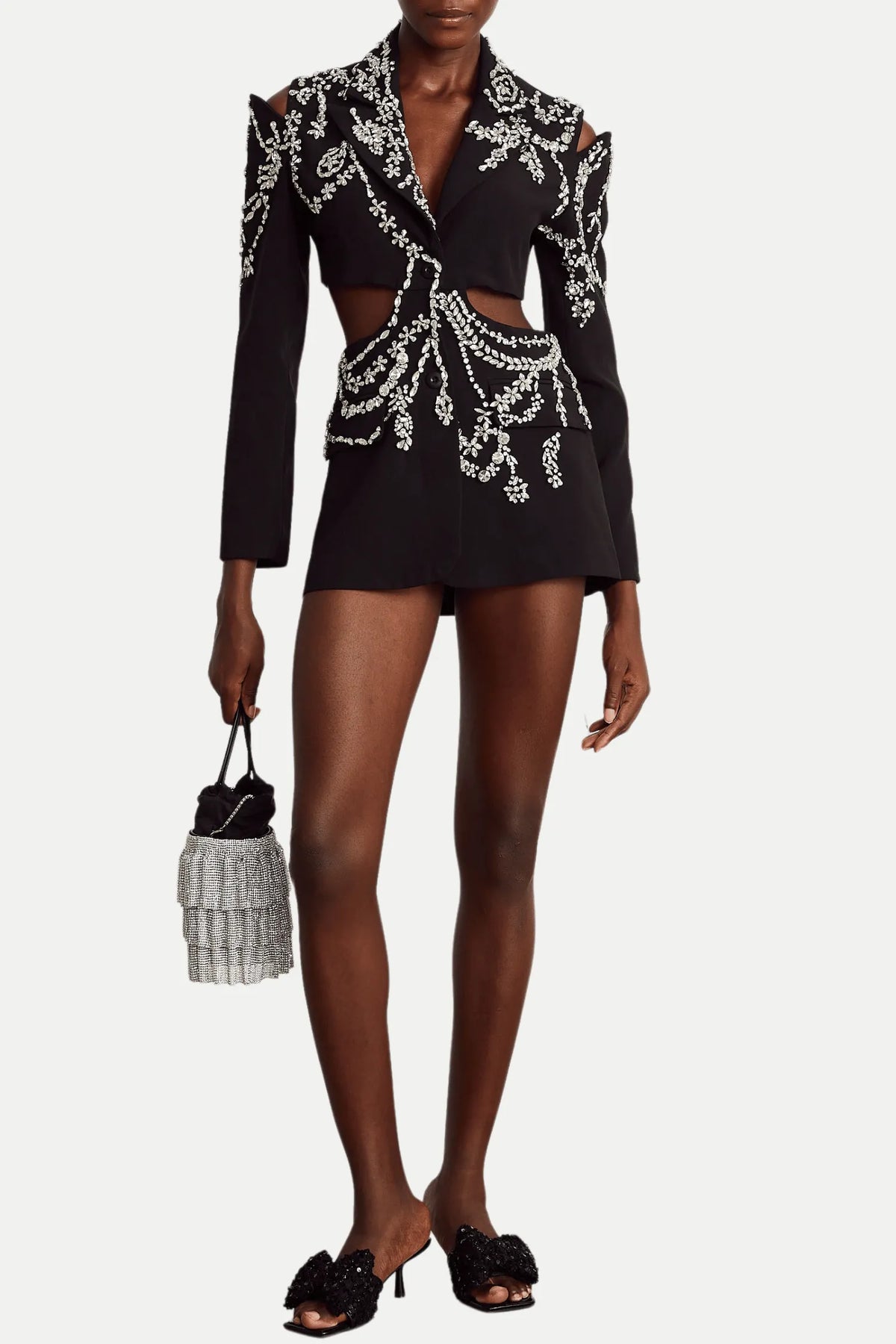 Gustina Crystal-Embellished Cutout Blazer Flowering Girl