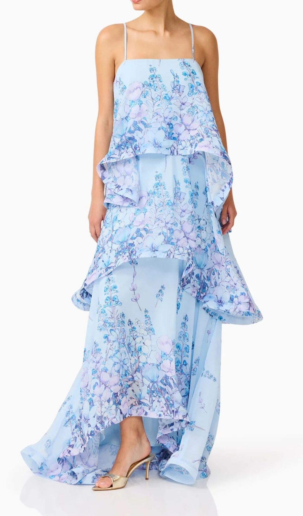 Lael Blue Floral Printed Maxi Dress Flowering Girl
