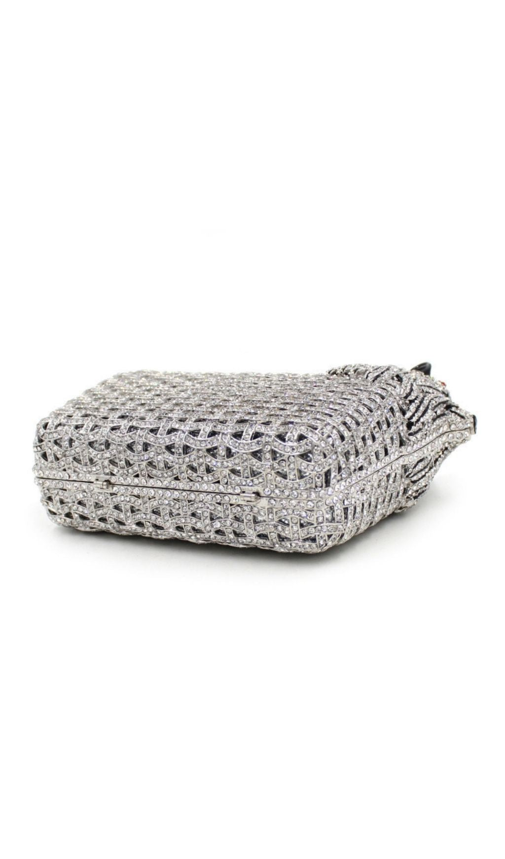 Khamani Silver Dog Diamante Bag Flowering Girl