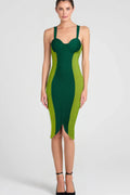 Green Bandage Slip Midi Dress Flowering Girl
