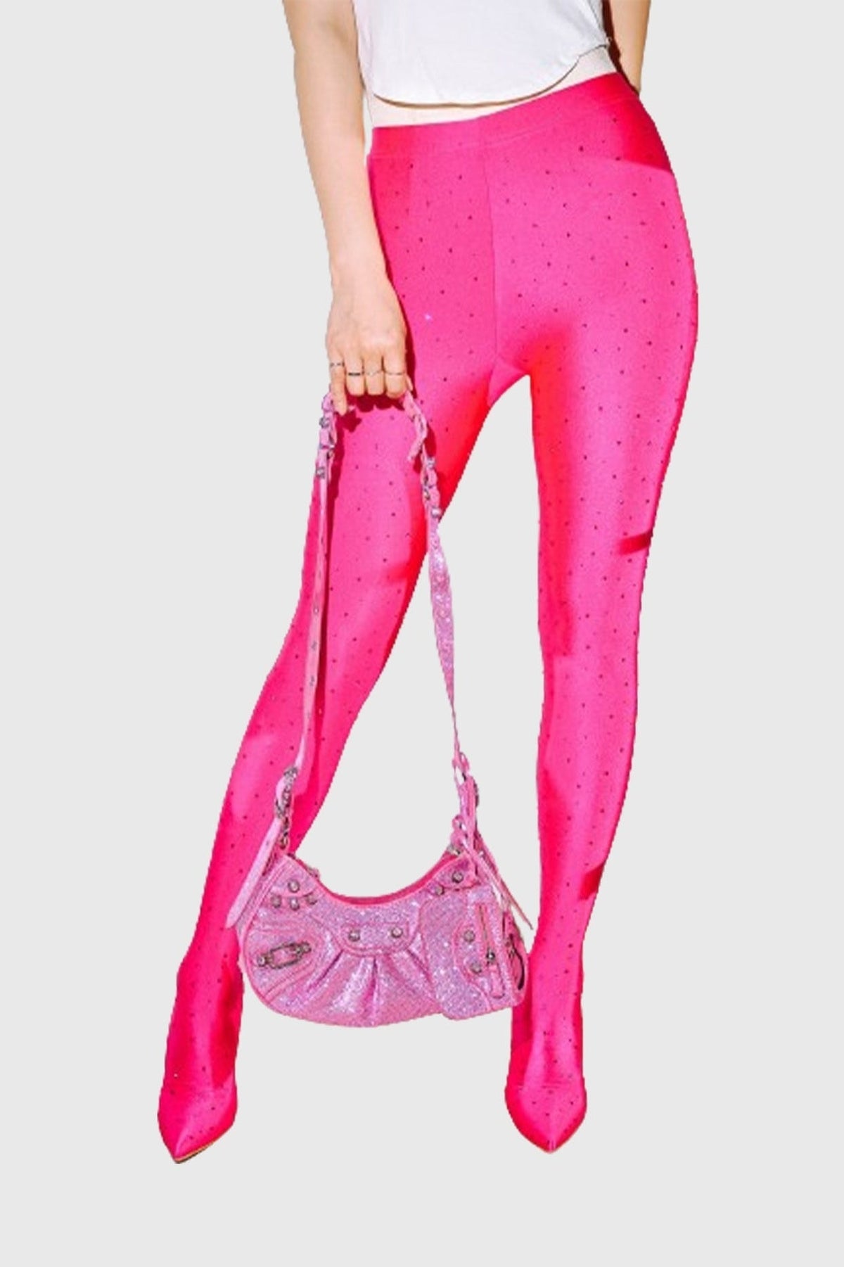 Sagier Rhinestone Legging Boots - Pink Flowering Girl