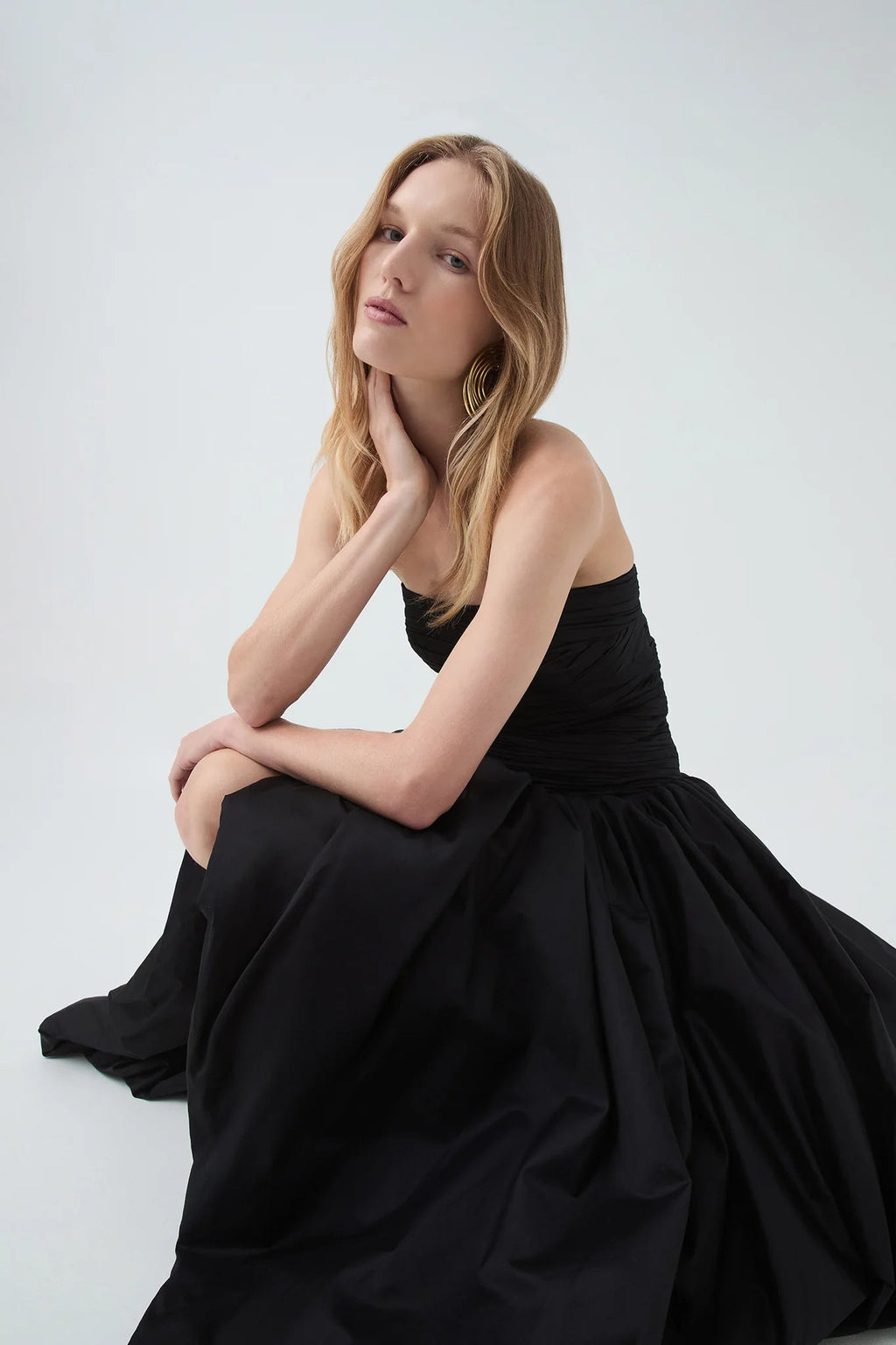 Nancy Bubble Hem Maxi Dress In Black Flowering Girl