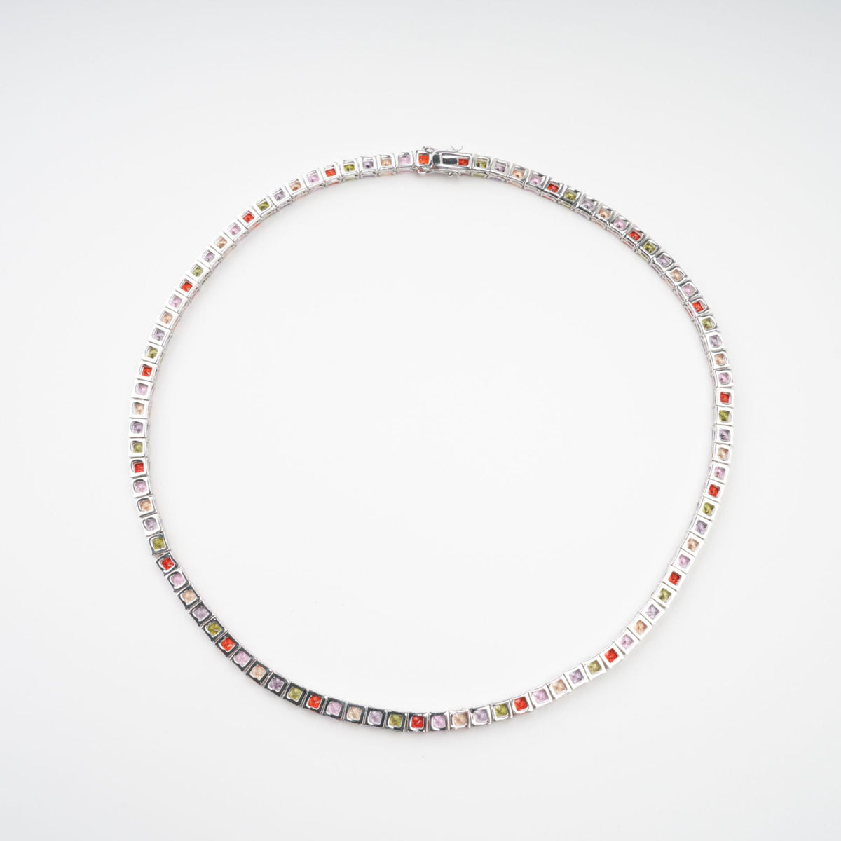 Avril Multicolor Square Cut Crystal Embellished Necklace Flowering Girl