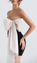 Black & Ivory Bow Mini Dress Flowering Girl