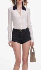 Haide POLO Long Sleeve Knit Top Flowering Girl