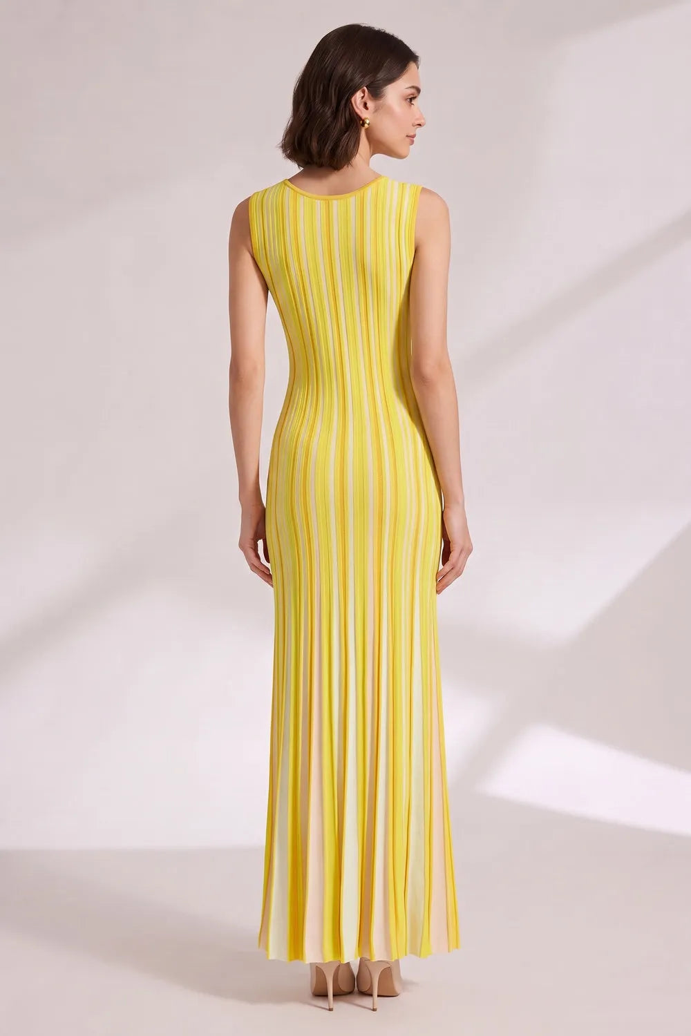 Yellow Vertical Stripe Maxi Dress Flowering Girl