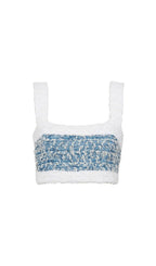 BLUE TWEED CROP TOP Flowering Girl