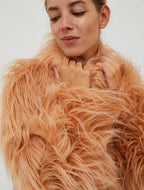 Nude Pink Fur Coat Flowering Girl
