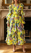 Levie Printed Long Sleeve Midi Dress Flowering Girl