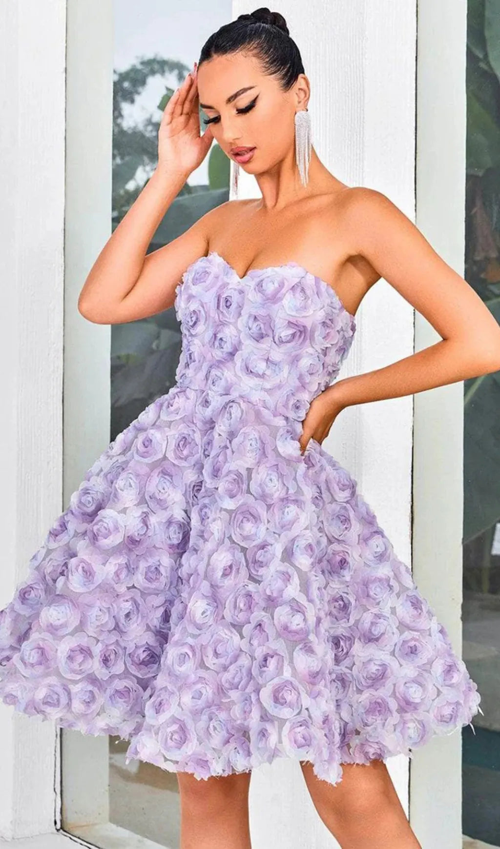 Berke Purple Flower Mini Dress Flowering Girl