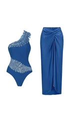 Kristian Blue Sequin One-Piece Swimsuit & Sarong Flowering Girl