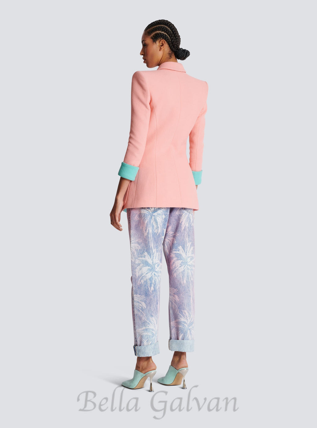 1-button double crepe two-tone jacket Flowering Girl