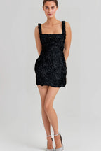 Black Flower Mini Dress Flowering Girl