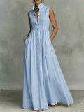 Marcela Blue Sleeveless Maxi Dress Flowering Girl