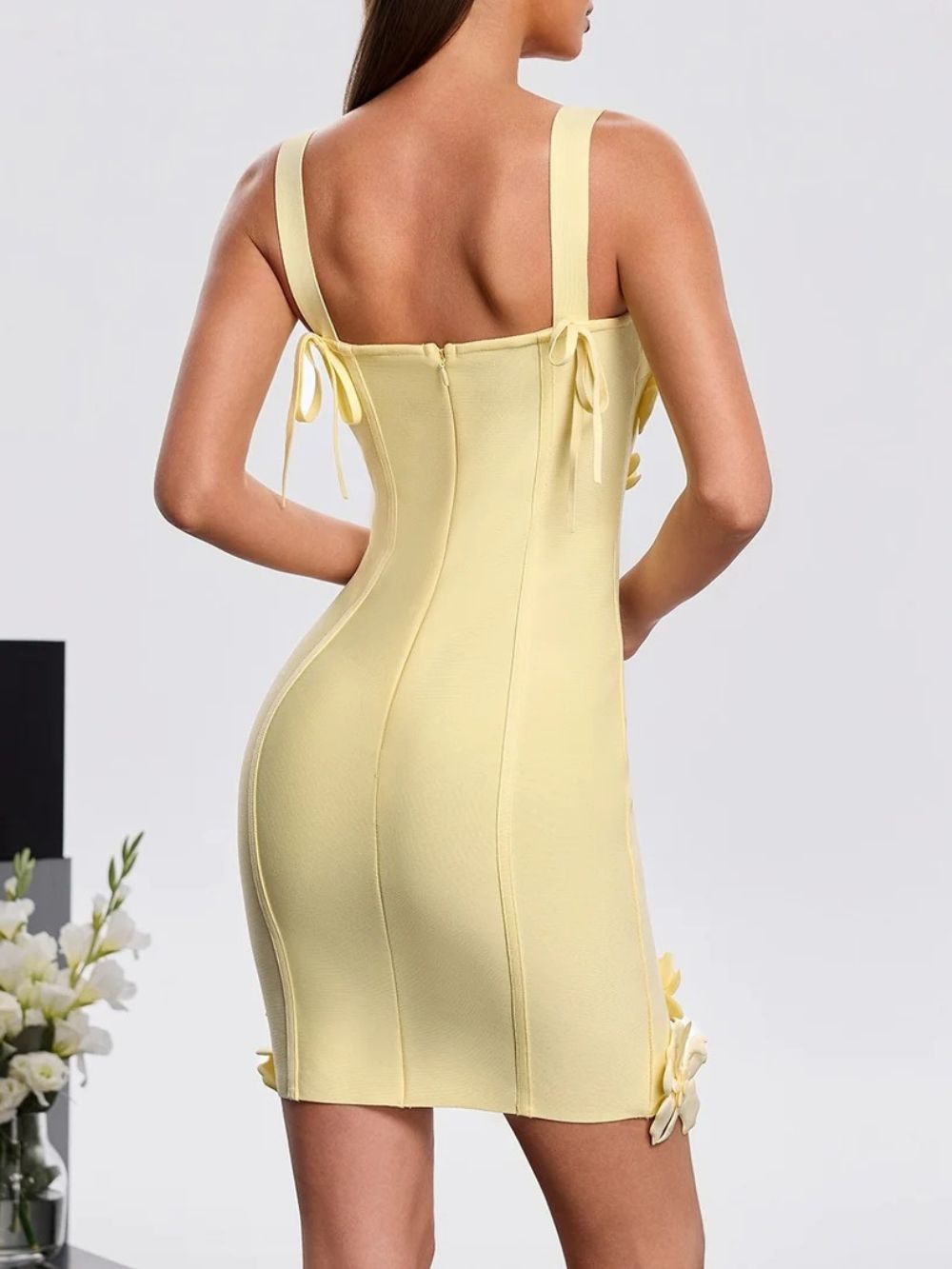 Hanh Sleeveless Flower Bandage Mini Dress Flowering Girl