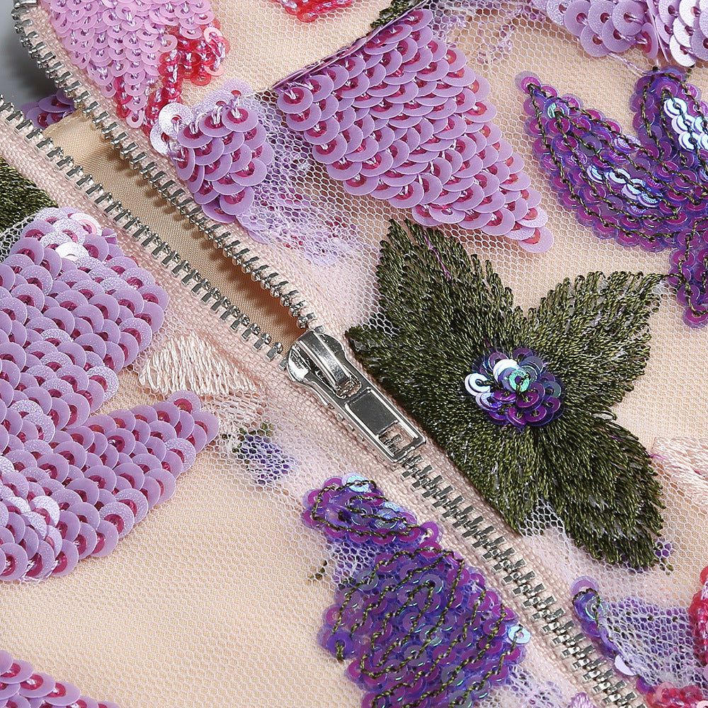 Kendra Purple Flower Sequin Two-Piece Set Flowering Girl