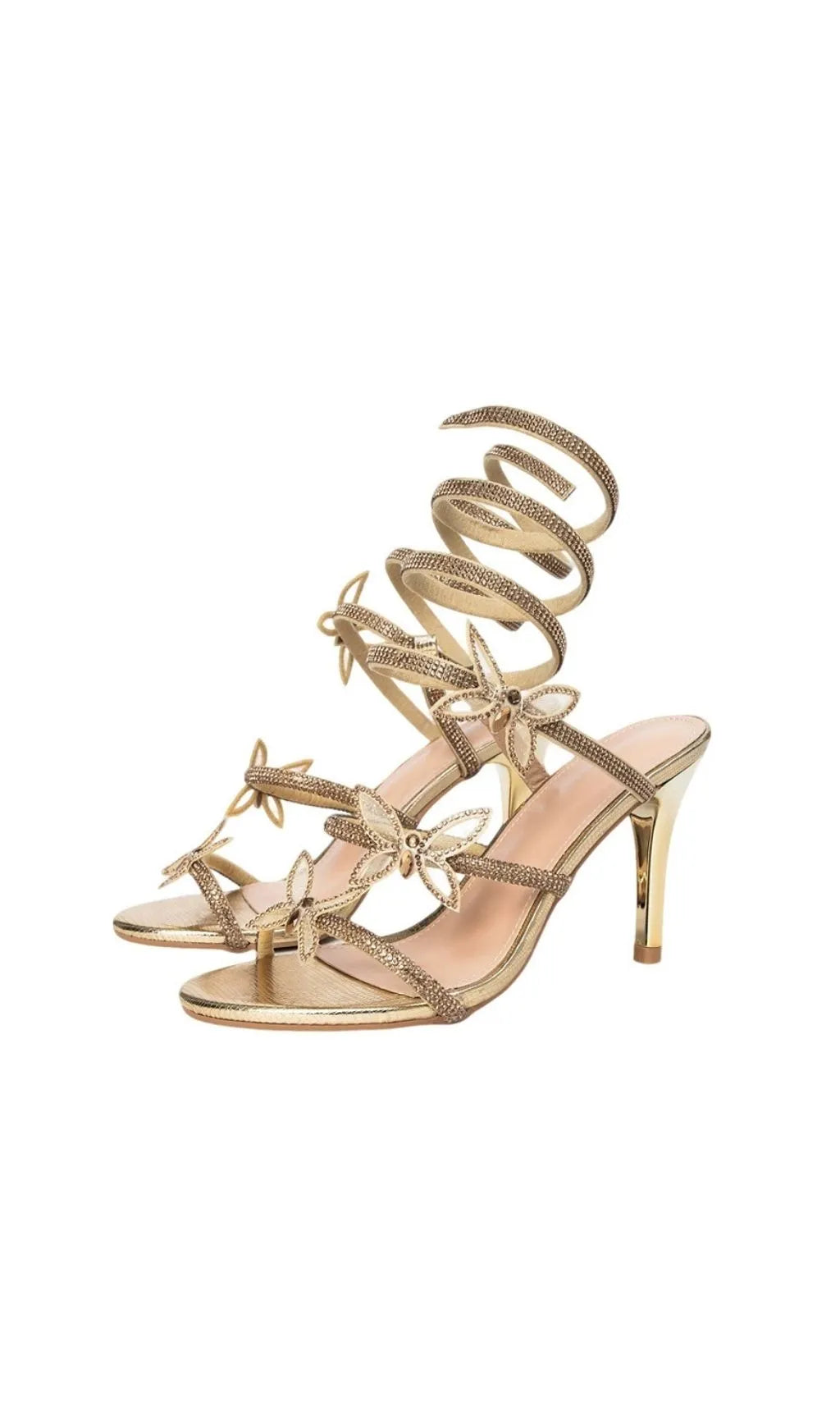 Kyley Gold Diamante Butterfly Heels Flowering Girl