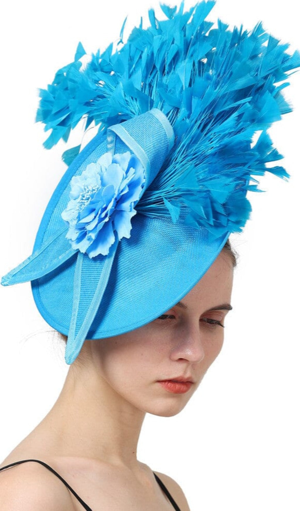 Blue Elegant Feather Fascinators Flowering Girl