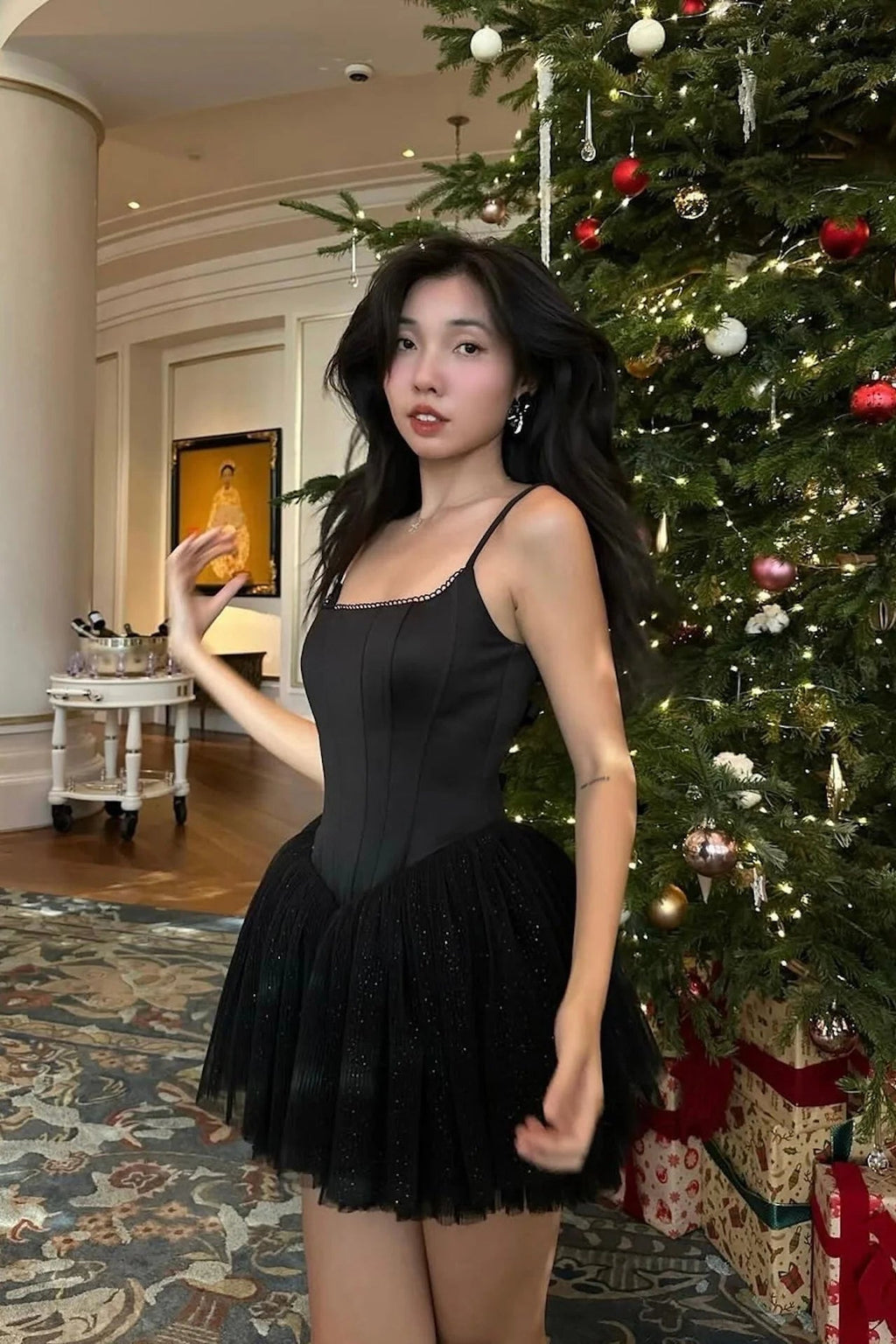 celeste lace bowknot backless mini dress in black Flowering Girl