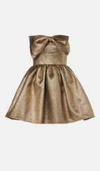 Gold Metallic Jacquard Mini Dress Flowering Girl