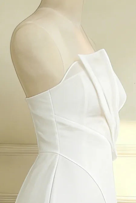 Strapless Layered Organza Midi Dress in white Flowering Girl