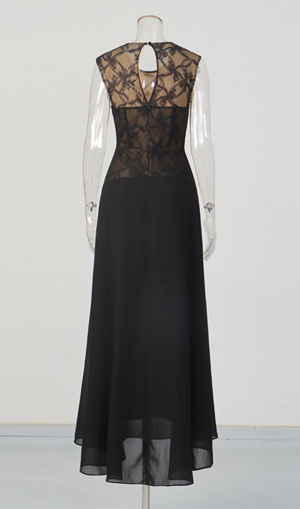 Kensley Black Sleeveless Lace Maxi Dress Flowering Girl