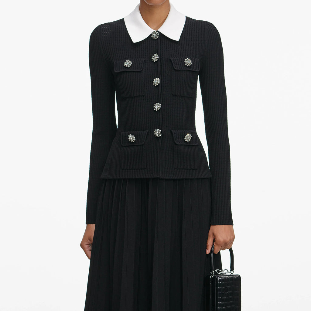 Evangeline Black Tailored Knit Midi Dress Flowering Girl