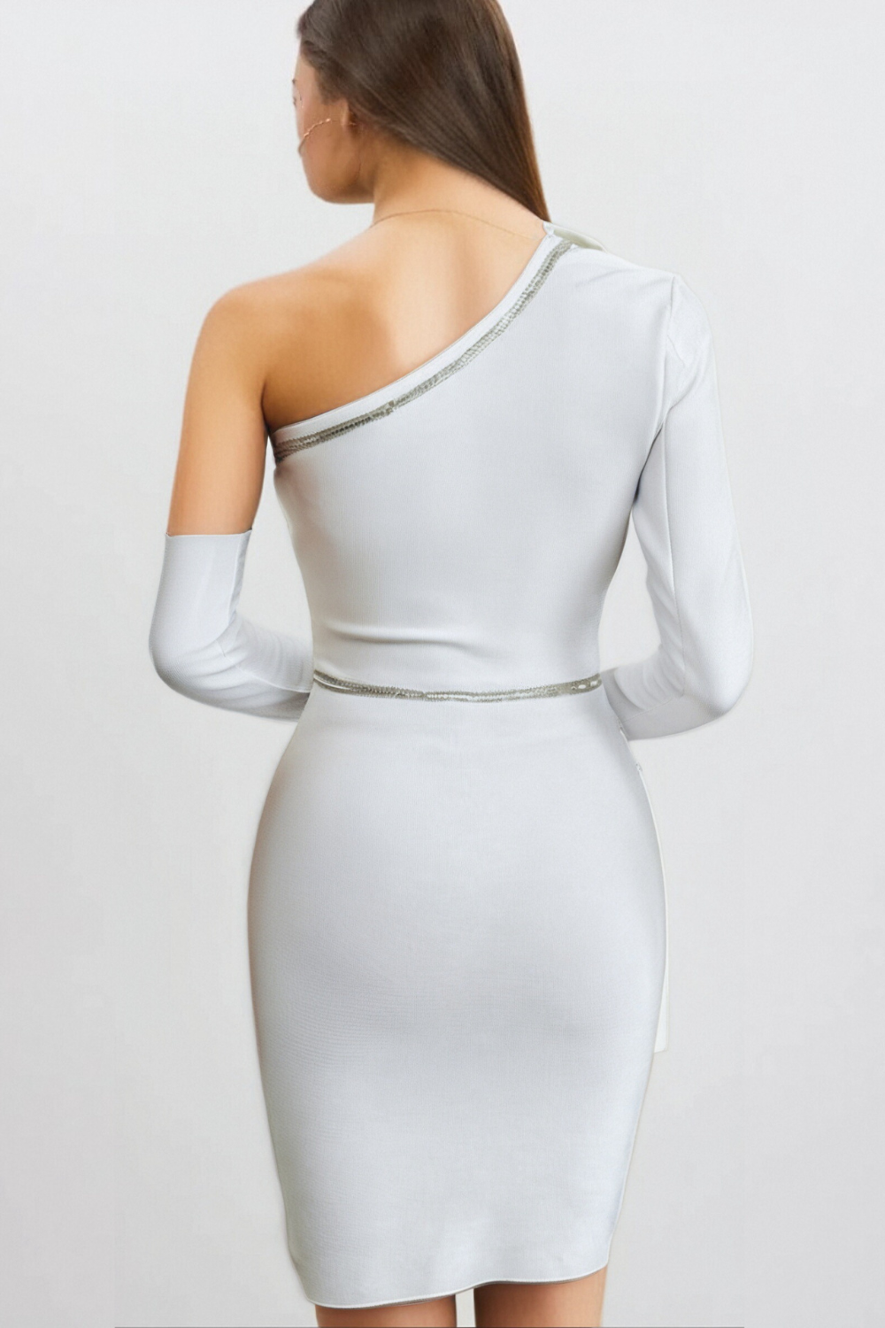 Adorns Asymmetrical One Shoulder White Dress Flowering Girl