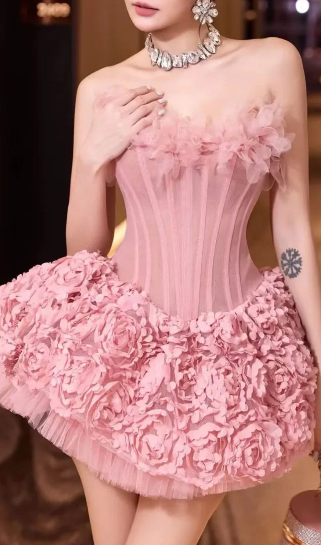 Irma Strapless Corset Flower Mini Dress Flowering Girl