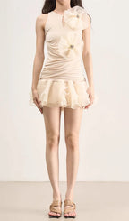 Evania Flower Ruffle Mini Dress Flowering Girl