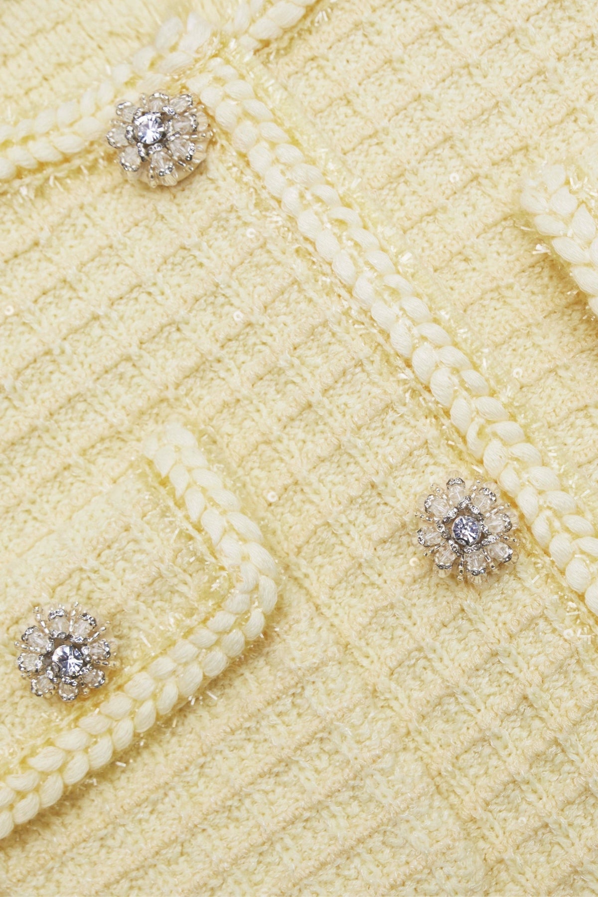 Yellow Textured Knit Jacket Flowering Girl