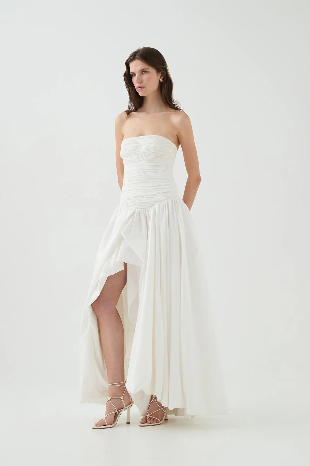Nancy Bubble Hem Maxi Dress In Ivory Flowering Girl