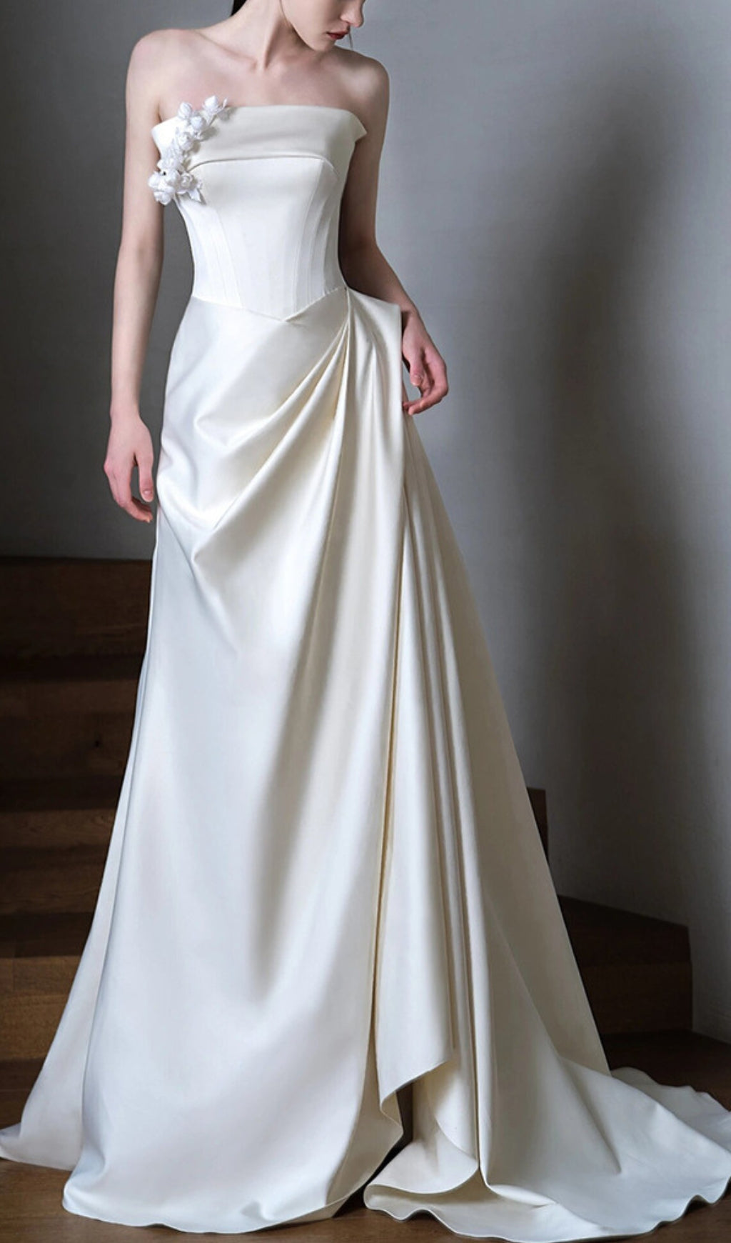 Avia White Satin Corset Wedding Dress Flowering Girl