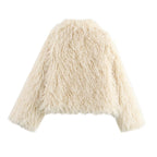 Michaelia Fur Lapel Jacket In White Flowering Girl