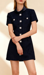 Ildri Black Button Mini Dress Flowering Girl