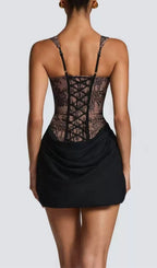 Katty Black Lace Corset Mini Dress Flowering Girl