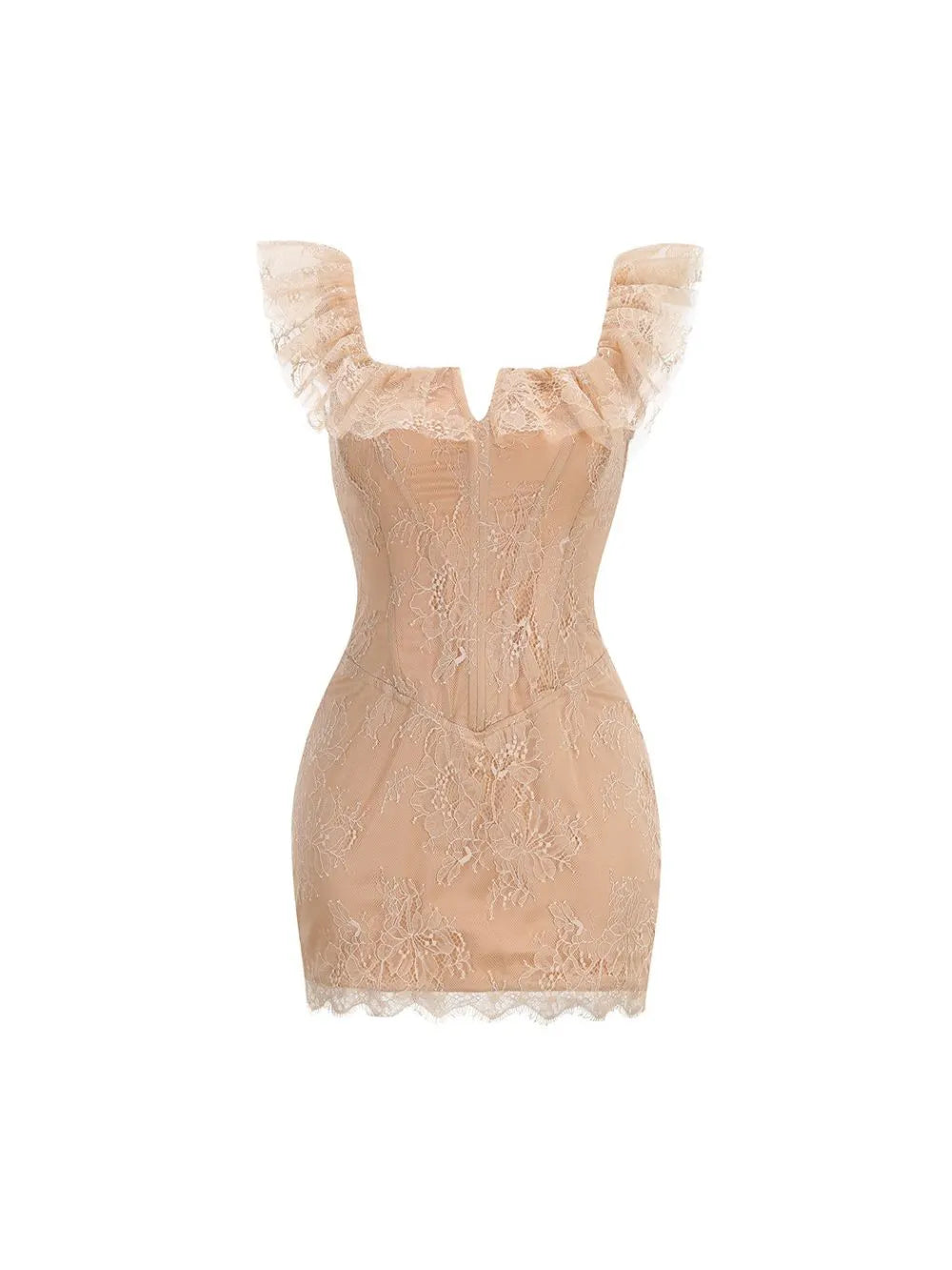 Lace Ruffle Structured Dress Flowering Girl