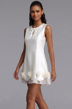 Mini Dress with Rose Appliqués and Bow Detail Flowering Girl