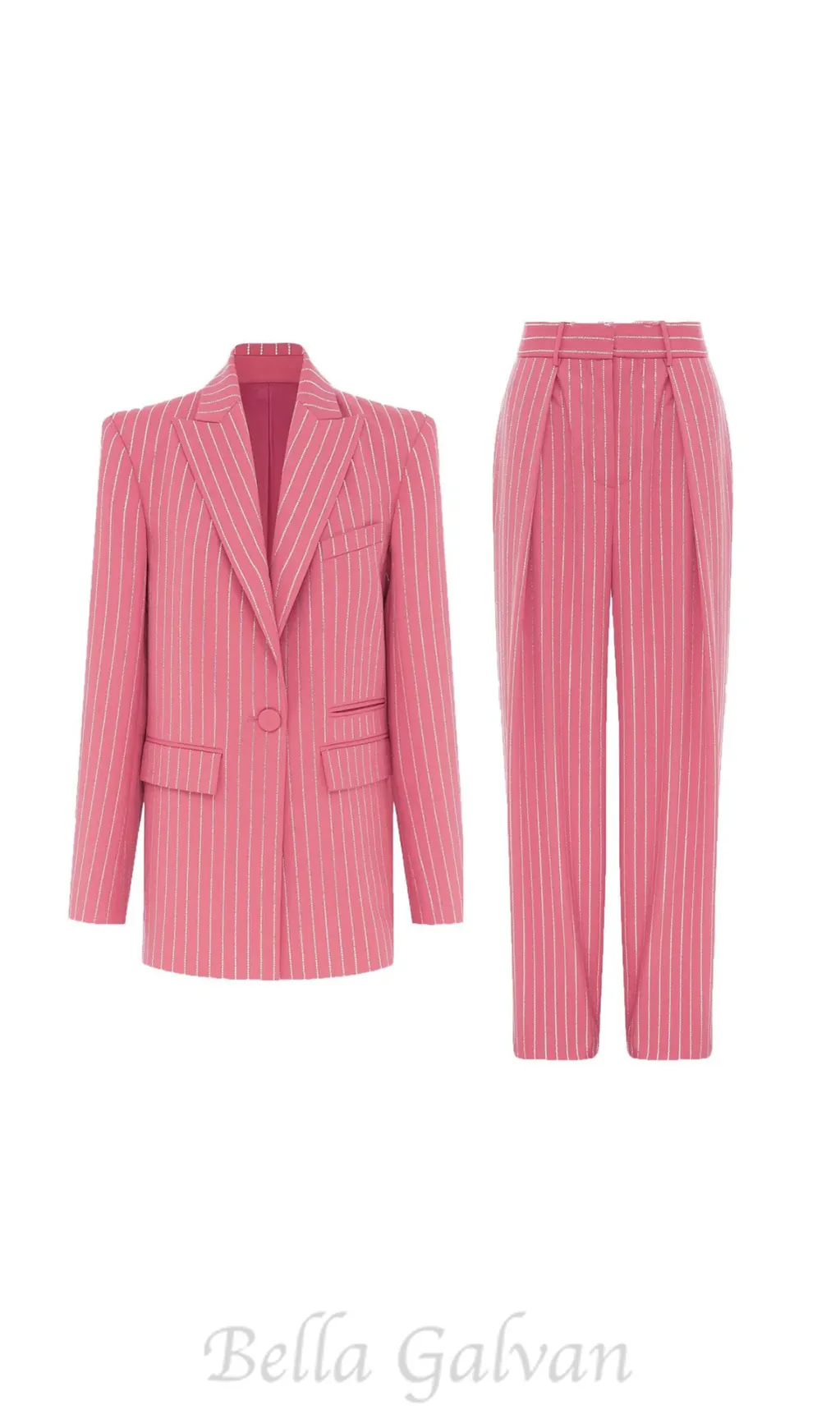 Ally Crystal Pinstripe Blazer Set in Pink Flowering Girl