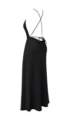 Black Thigh Slit Maxi Dress Flowering Girl