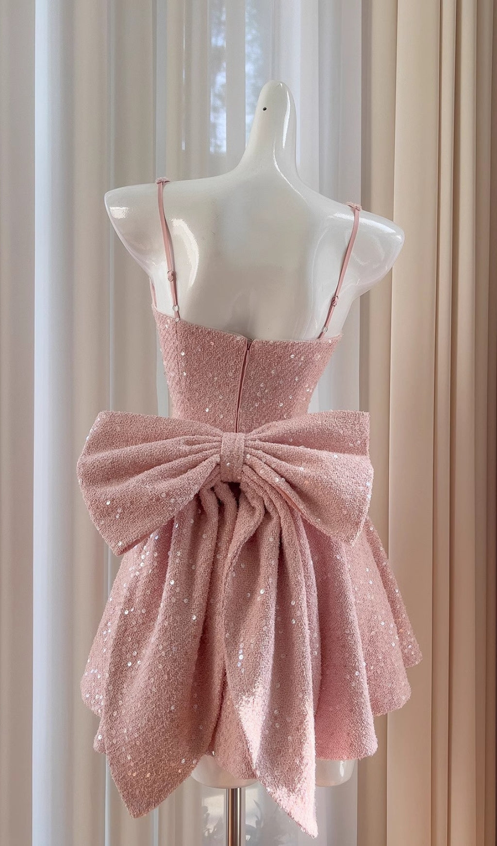 Dark Pink Bow Mini Dress Flowering Girl