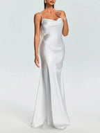 Farica Backless Satin Maxi Dress Flowering Girl