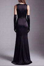 Anila Black Featuring Floral Embroidery Jersey Maxi Dress Flowering Girl